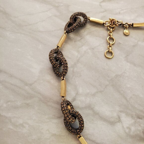 ✨ J.Crew Antiqued Distress Pave Rhinestones Crystal Classic Statement Necklace ✨ - Picture 12 of 13
